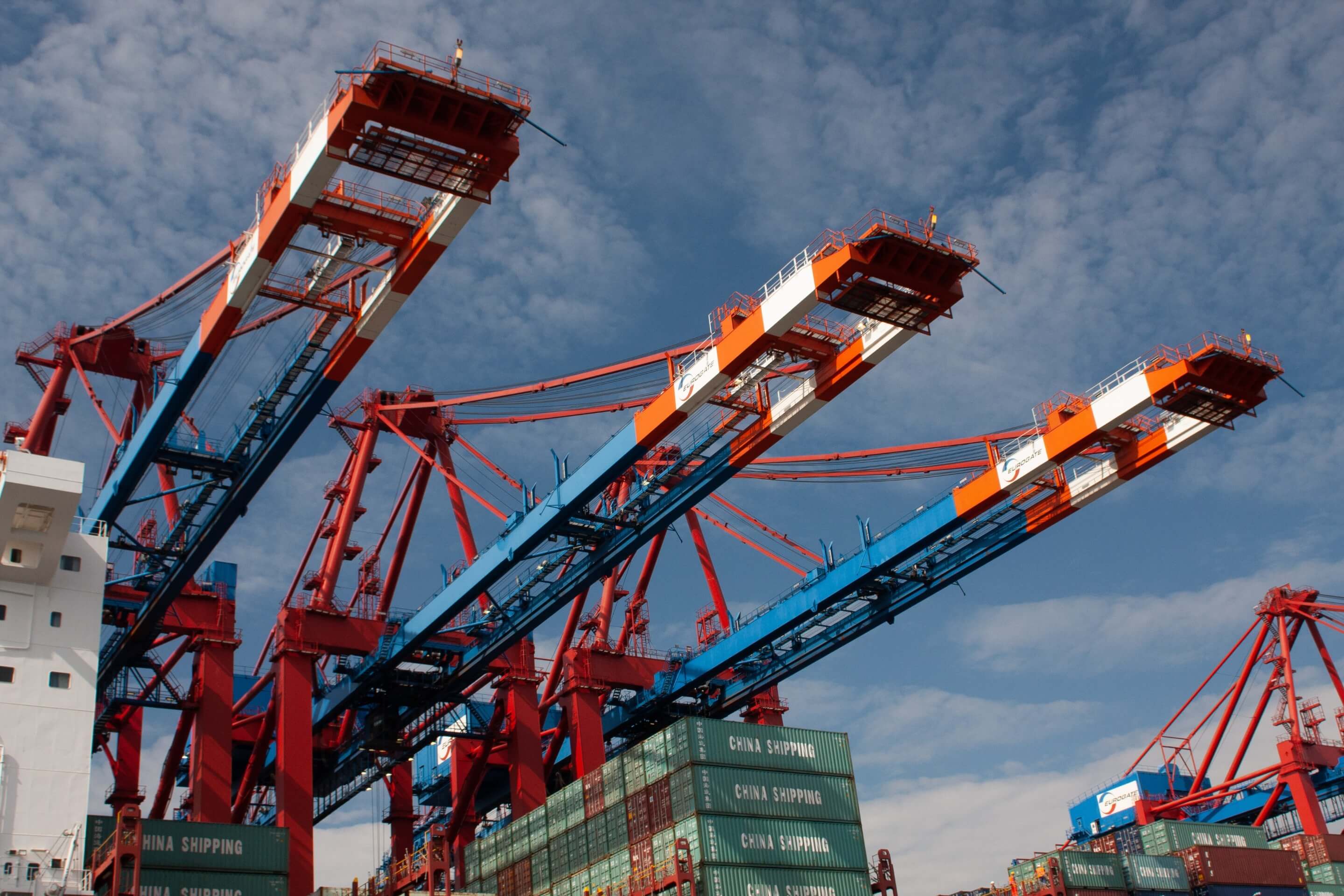 Port cranes and containers
